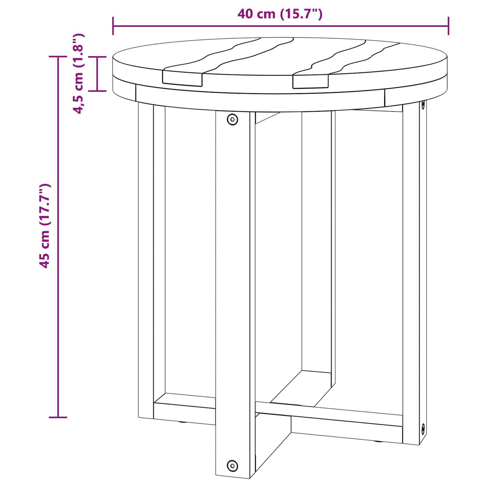 vidaXL Stolik kawowy brązowy 40 x 40 x 45 cm Lite drewno teakowe