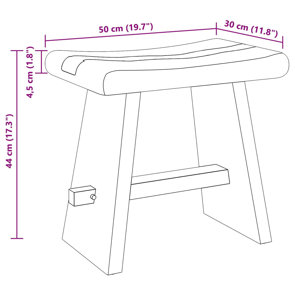 vidaXL Taboret prysznicowy Naturalny 50 x 30 x 44 cm Drewno Suar