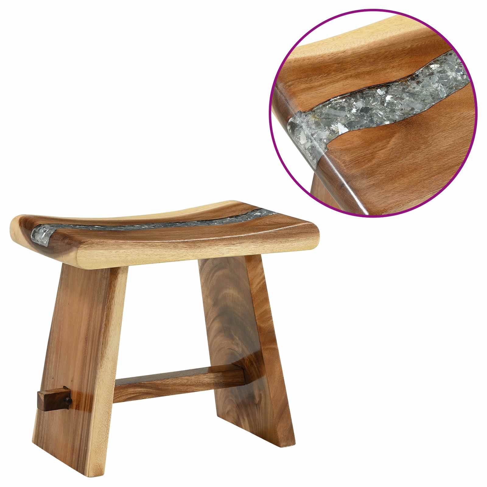 vidaXL Taboret prysznicowy Naturalny 50 x 30 x 44 cm Drewno Suar