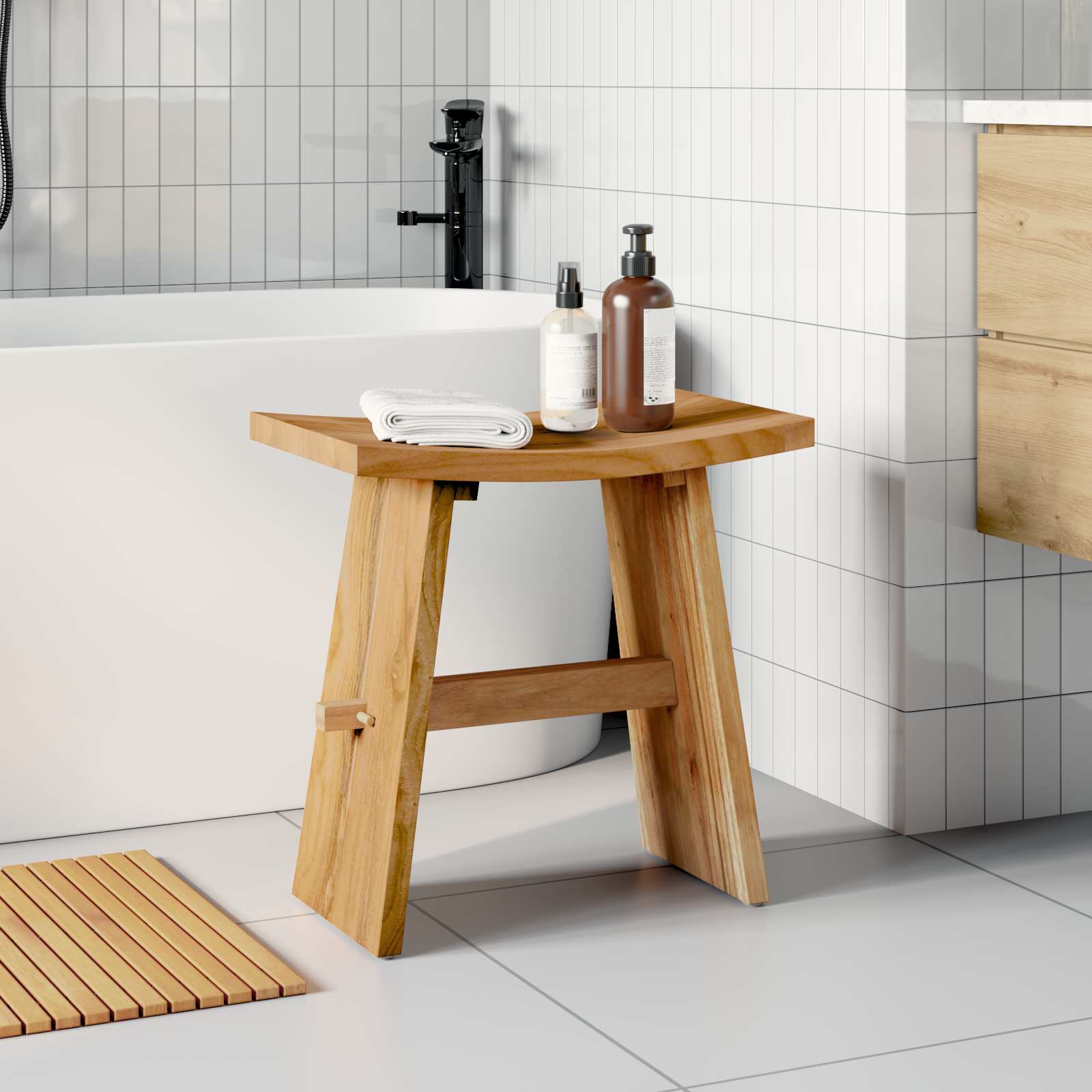 vidaXL Stołek łazienkowy Brązowy 50 x 29,5 x 50,5 cm