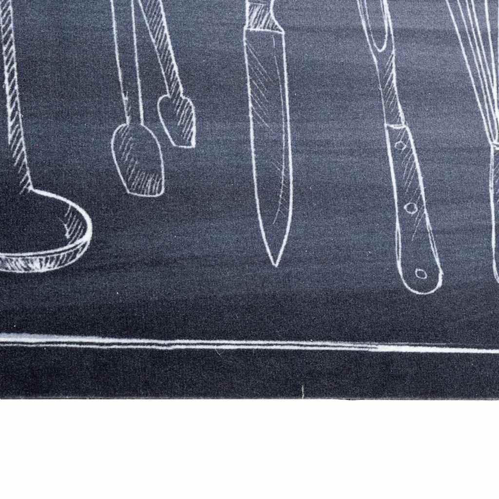 vidaXL Dywan kuchenny Czarny 180 x 60 cm Aksamit