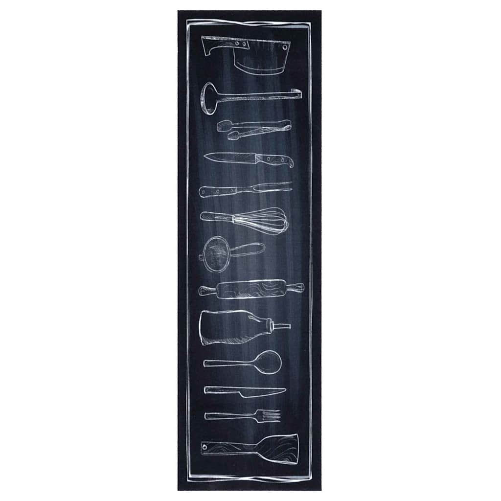 vidaXL Dywan kuchenny Czarny 150 x 45 cm Aksamit