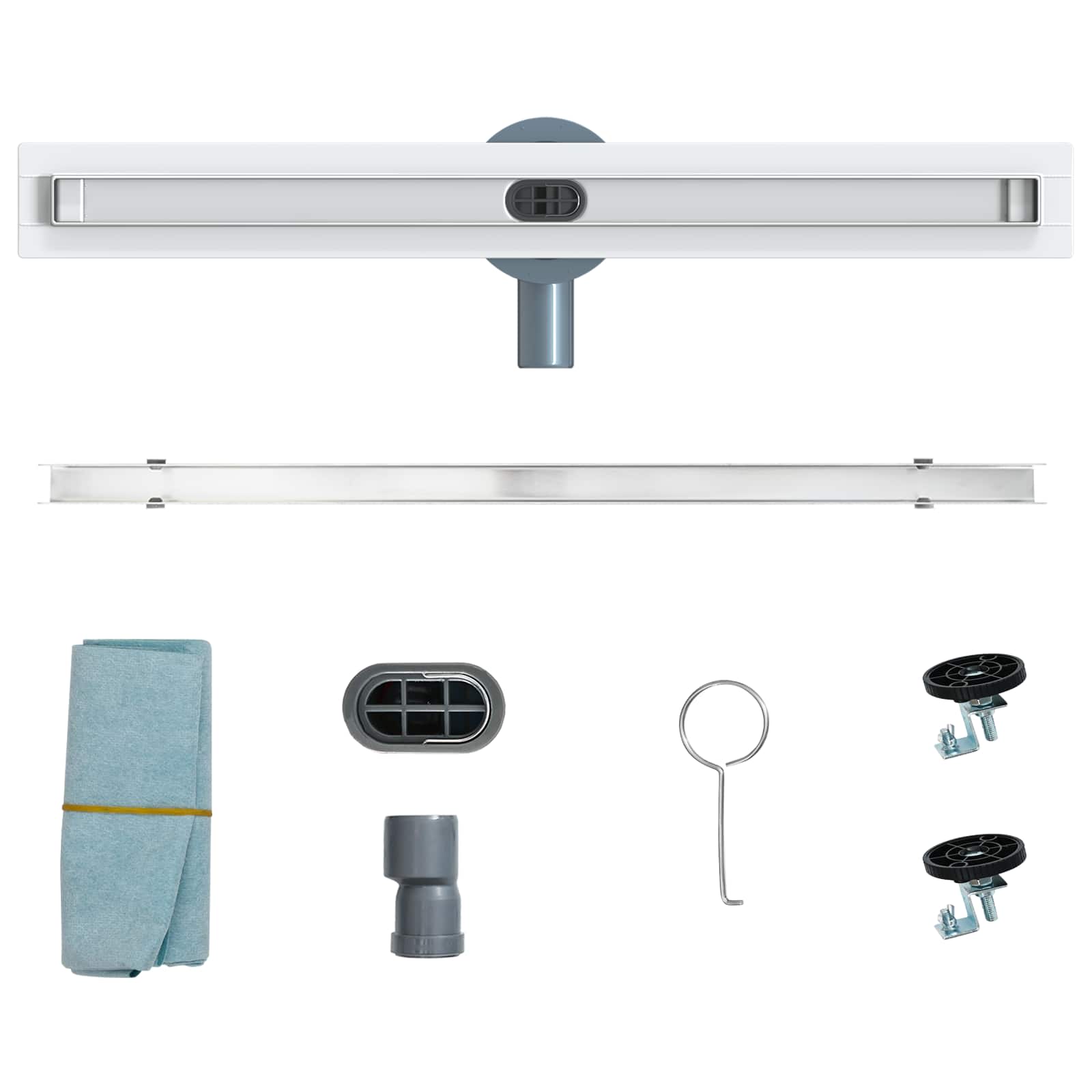 vidaXL 360° Odpływ prysznicowy z cienkim modelem Srebrny 60 cm