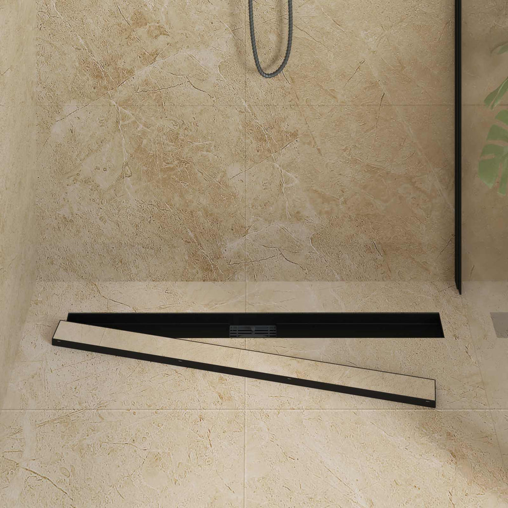 vidaXL 2 w 1 Odwodnienie prysznicowe Czarny 100 cm Stal nierdzewna 304