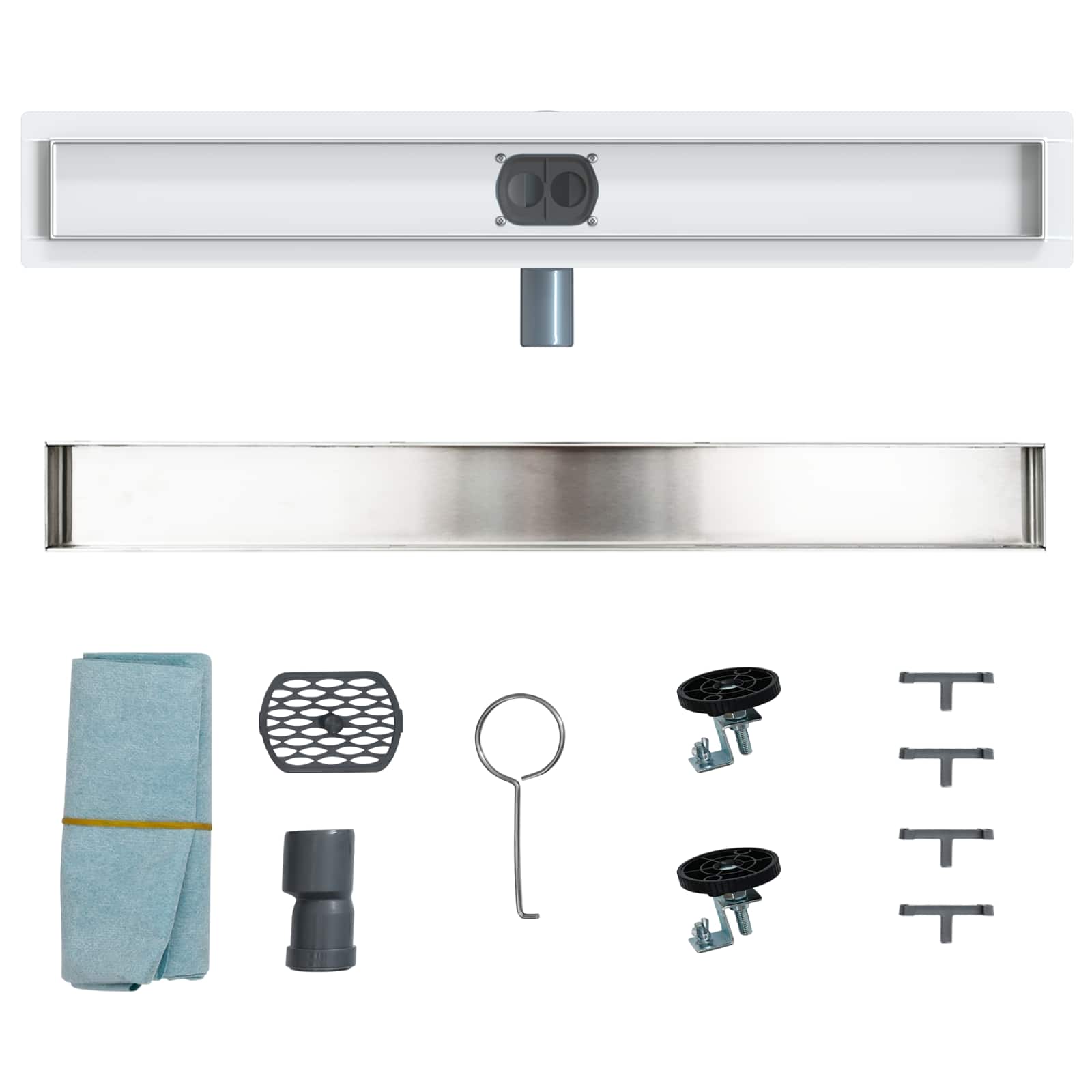 vidaXL Odpływ prysznicowy 2 w 1 z syfonem 360° Srebrny 70 cm
