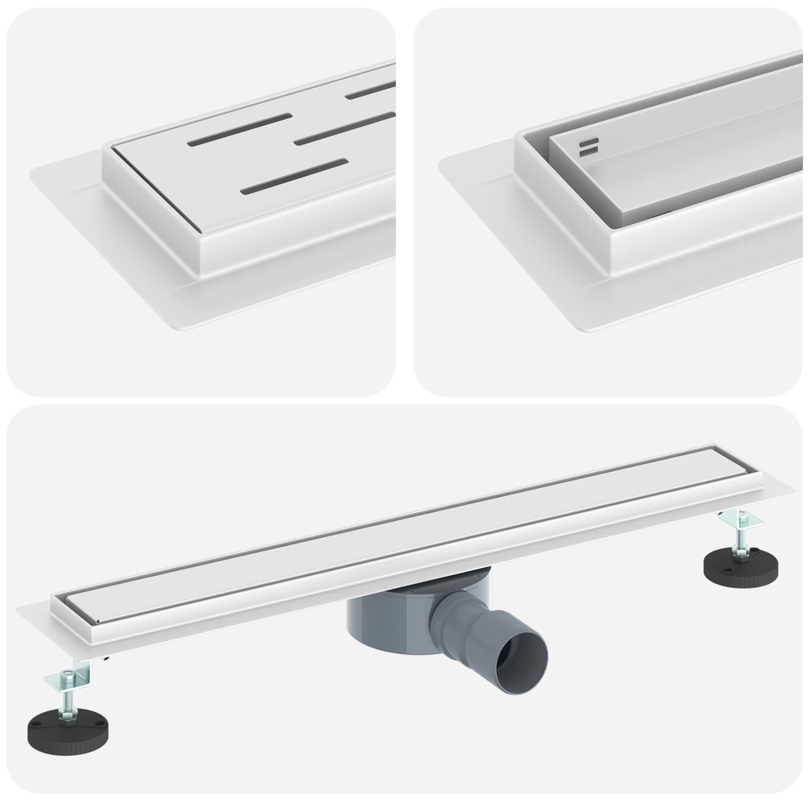 vidaXL Odpływ prysznicowy 2 w 1 z syfonem 360° Srebrny 60 cm