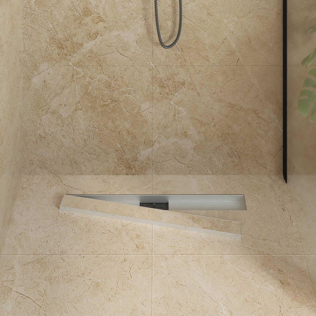vidaXL 2 w 1 Odwodnienie prysznicowe Srebrny 80 cm Stal nierdzewna 304
