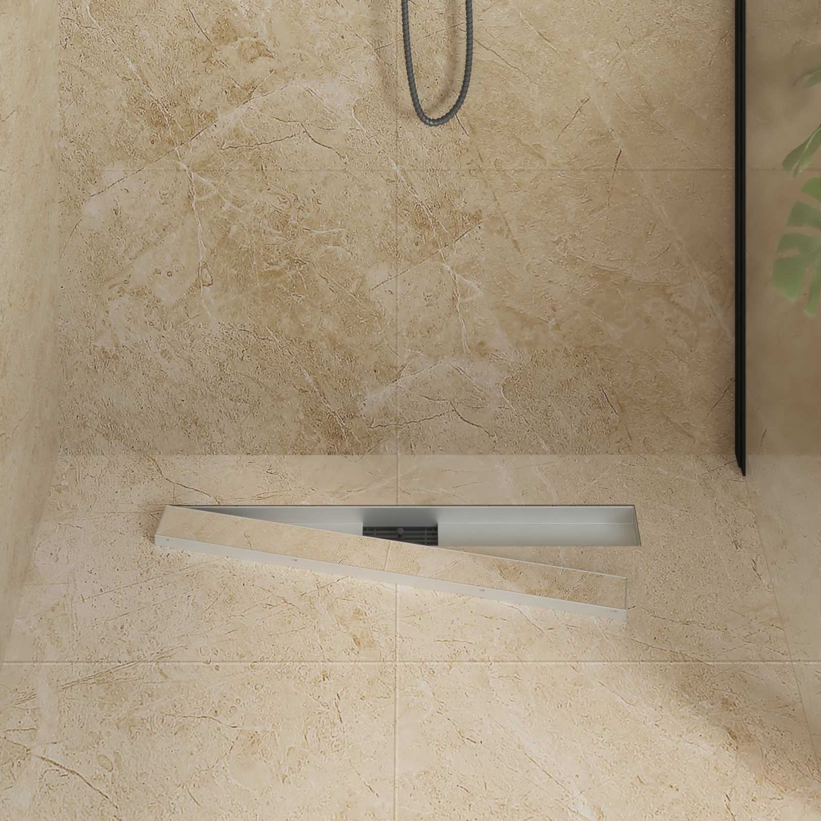 vidaXL 2 w 1 Odwodnienie prysznicowe Srebrny 80 cm Stal nierdzewna 304