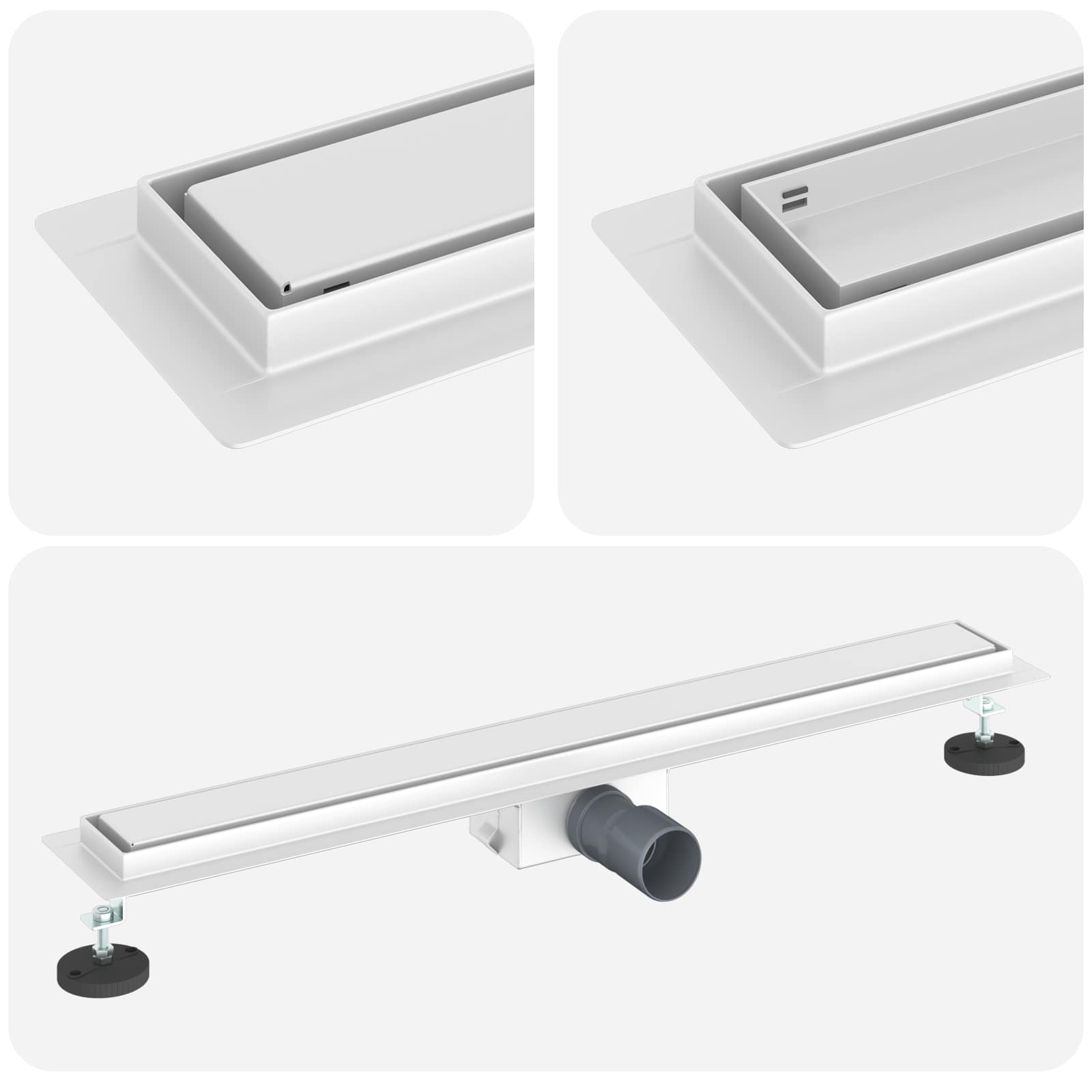 vidaXL 2 w 1 Odwodnienie prysznicowe Srebrny 80 cm Stal nierdzewna 304