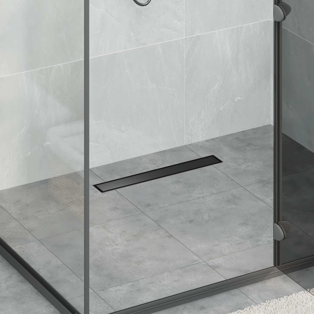 vidaXL 2 w 1 Odwodnienie prysznicowe Czarny 60 cm Stal nierdzewna 304