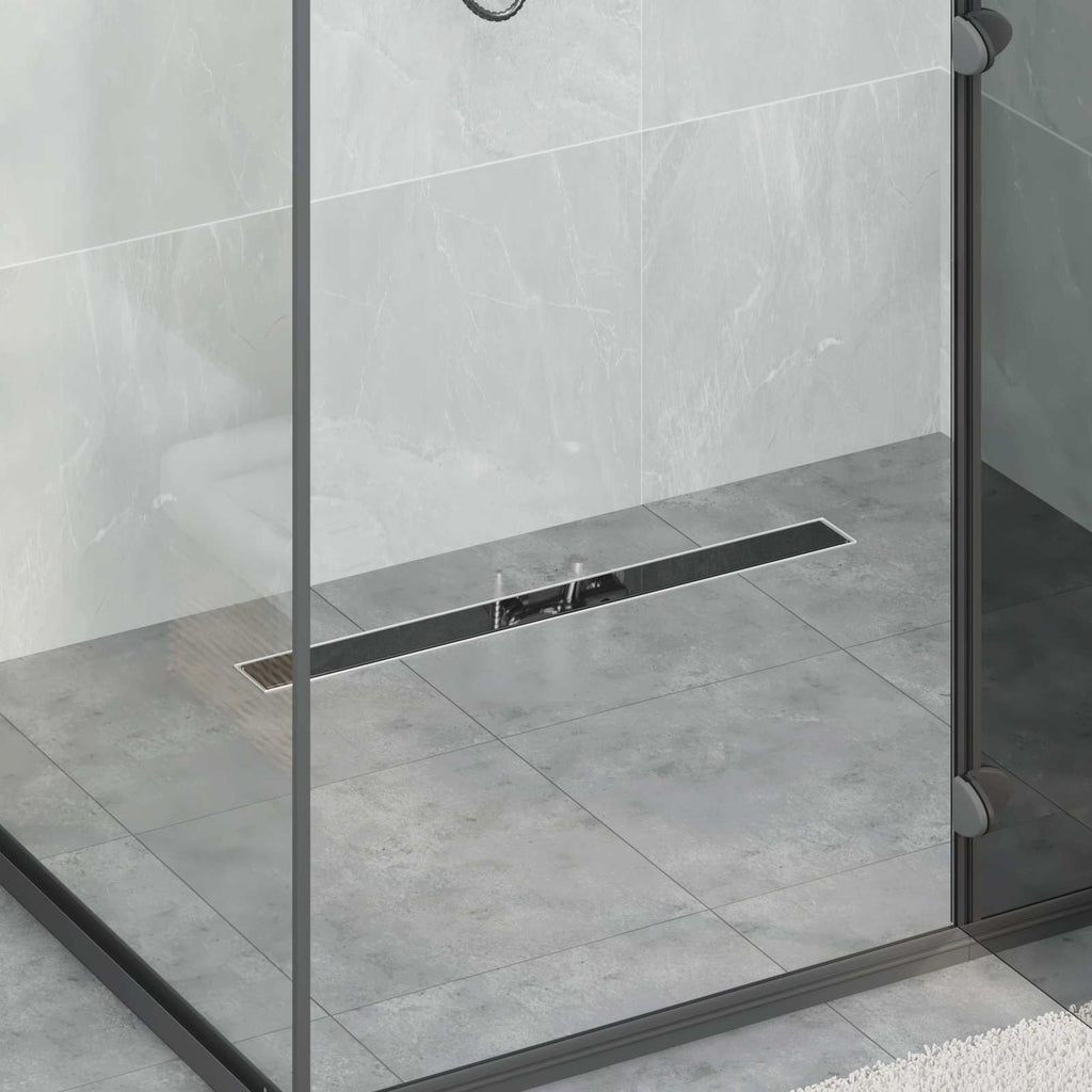 vidaXL Odwodnienie prysznicowe z osłoną szklaną Czarny 80 cm