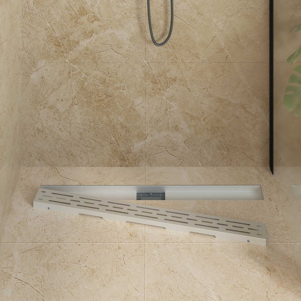 vidaXL Odwodnienie prysznicowe z designem linii Srebrny 90 cm