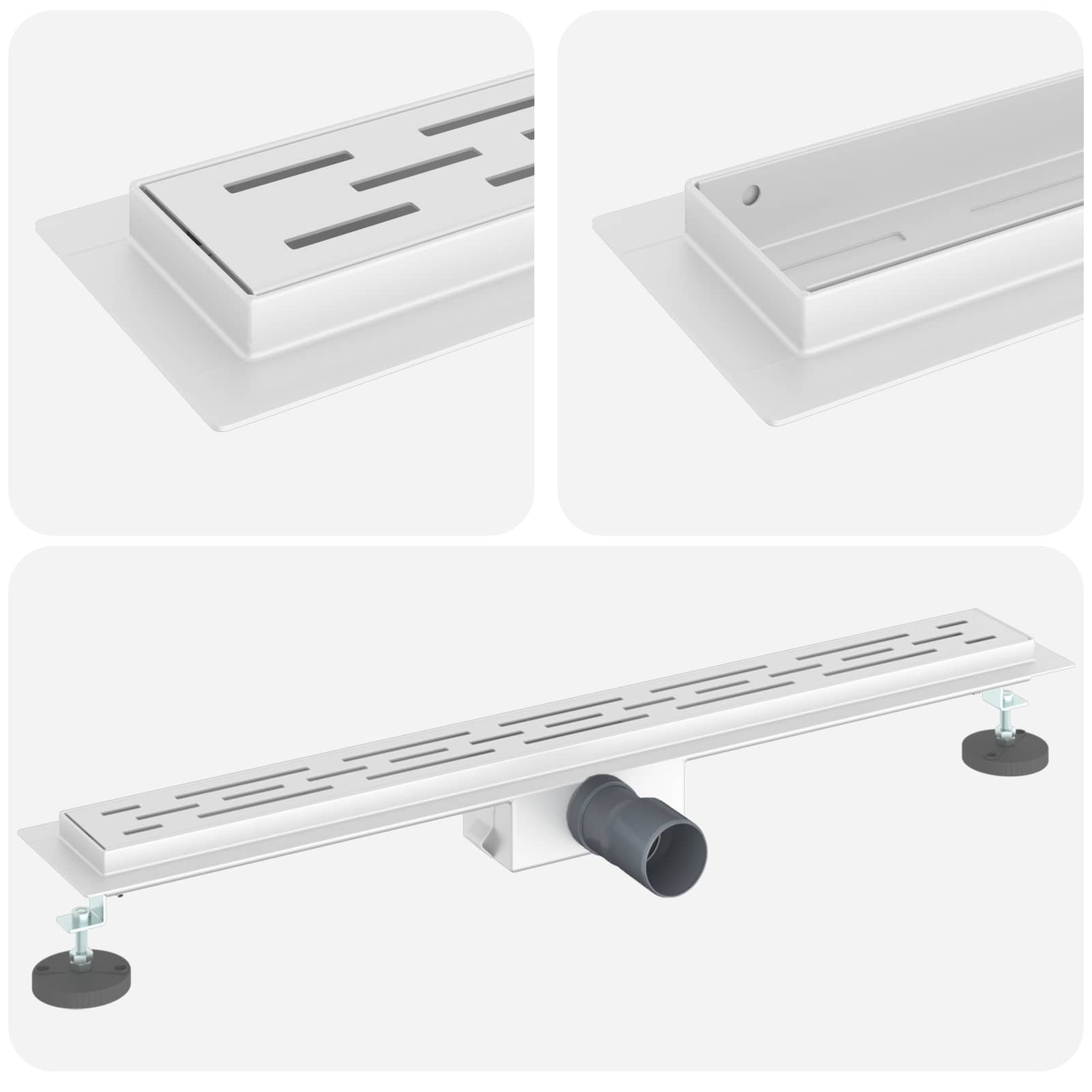 vidaXL Odwodnienie prysznicowe z designem linii Srebrny 70 cm