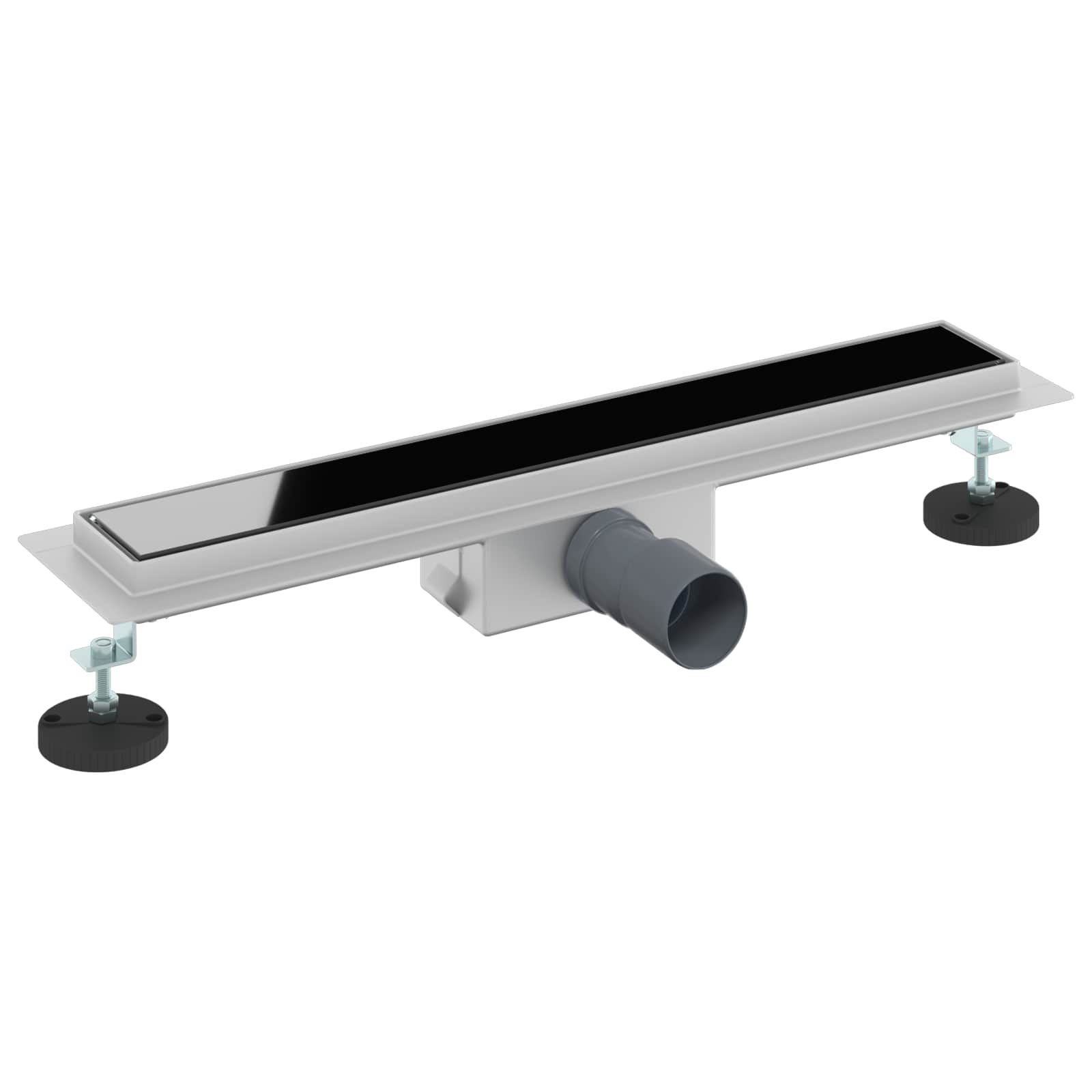 vidaXL Odwodnienie prysznicowe z osłoną szklaną Czarny 50 cm
