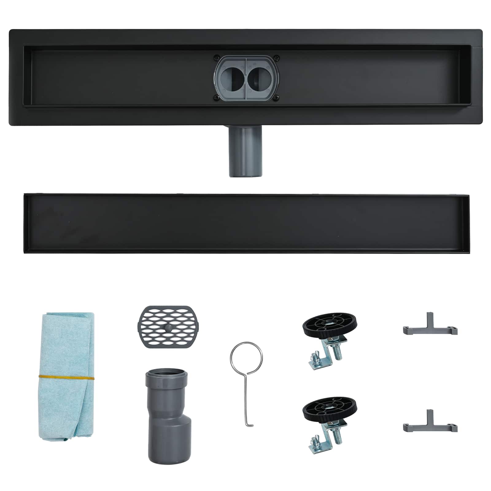 vidaXL Odpływ prysznicowy 2 w 1 z syfonem 360° Czarny 50 cm