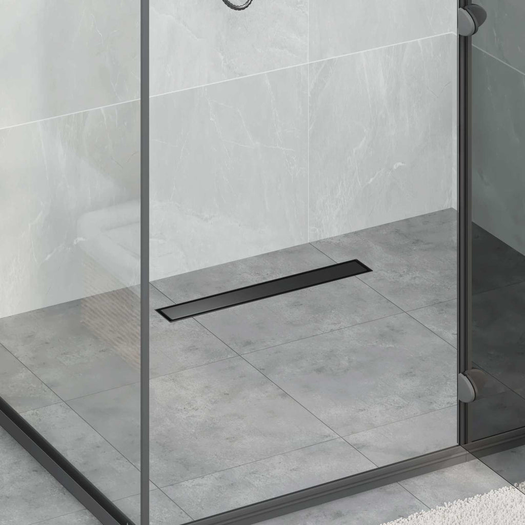 vidaXL Odpływ prysznicowy 2 w 1 z syfonem 360° Czarny 50 cm