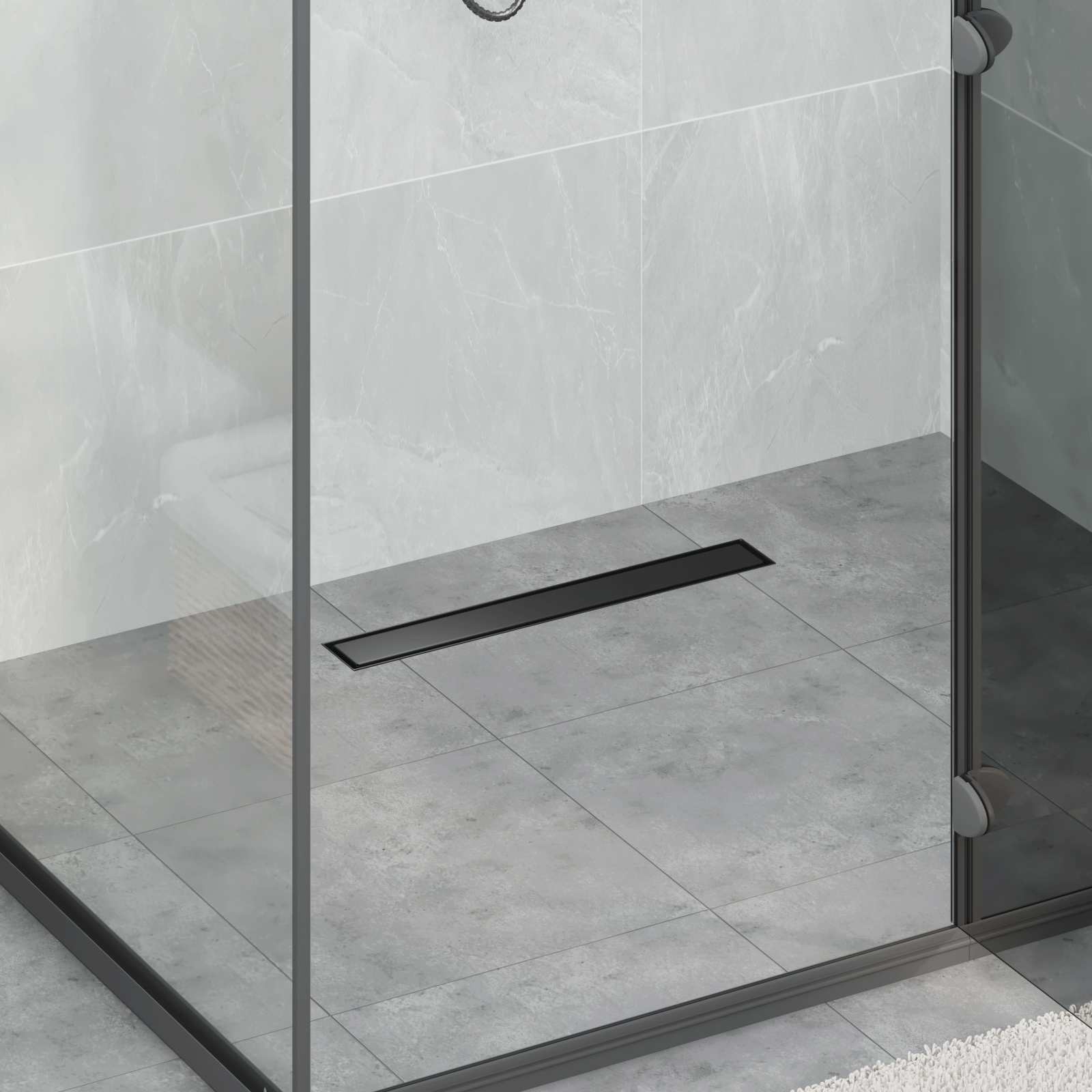 vidaXL Odpływ prysznicowy 2 w 1 z syfonem 360° Czarny 50 cm