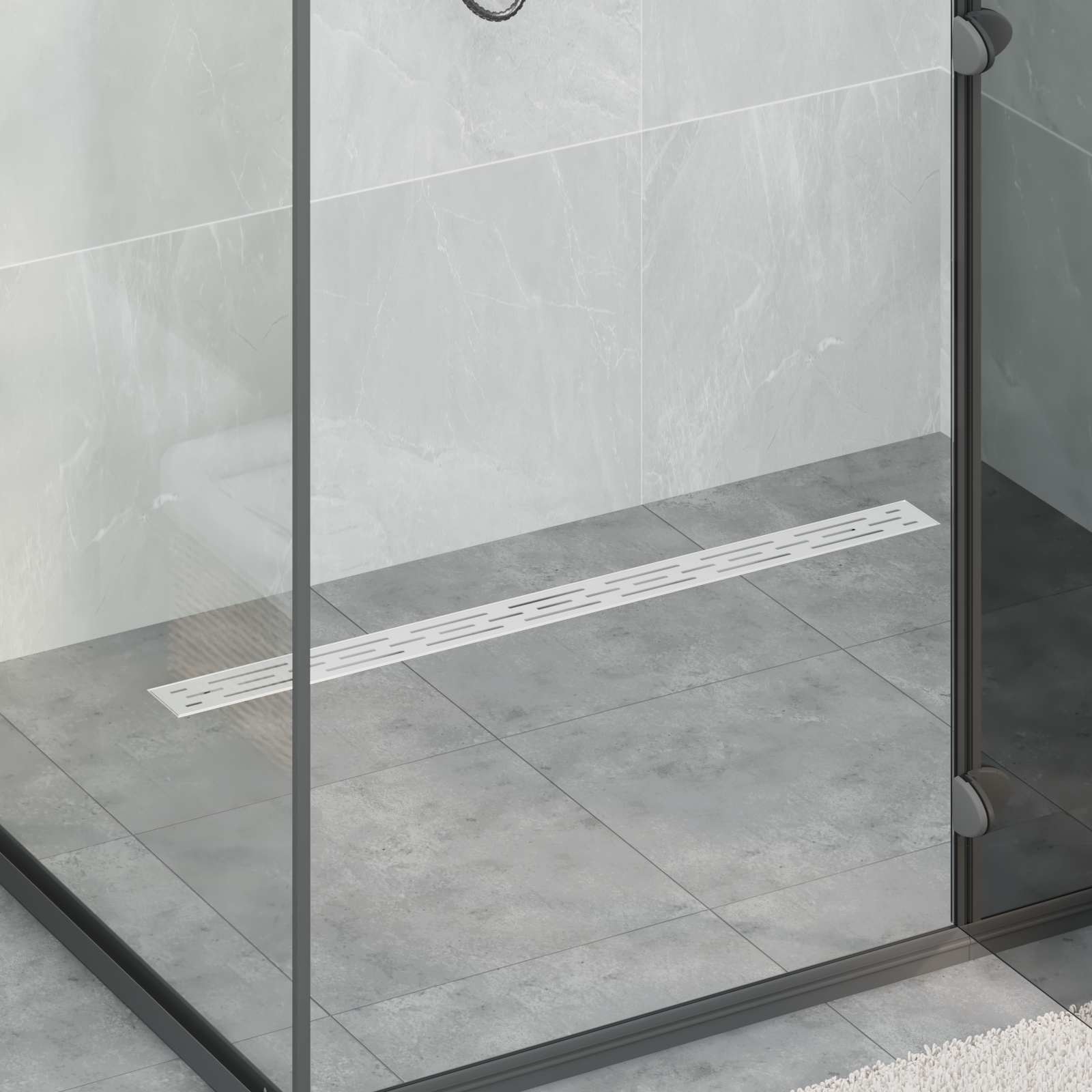 vidaXL Odpływ prysznicowy z szklaną pokrywą i syfonem 360° 90 cm