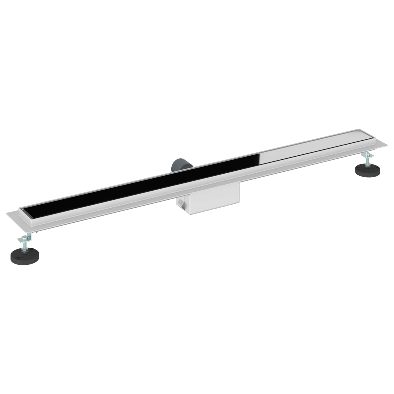 vidaXL Odwodnienie prysznicowe z osłoną szklaną Czarny 90 cm