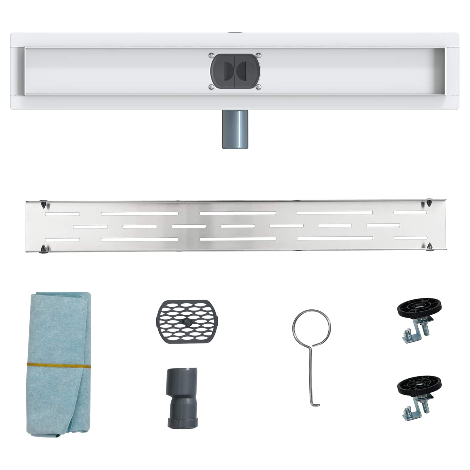 vidaXL Odpływ prysznicowy z szklaną pokrywą i syfonem 360° 60 cm