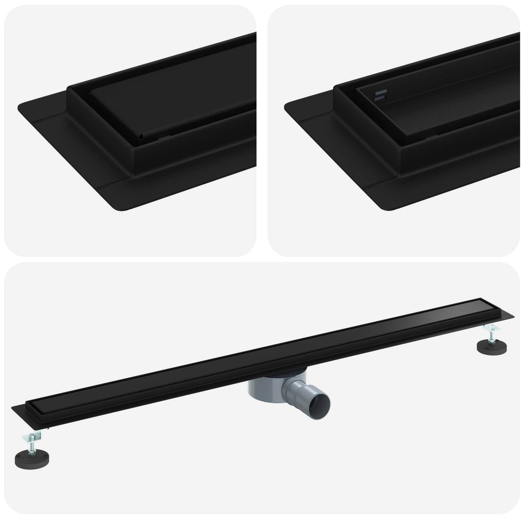 vidaXL Odpływ prysznicowy 2 w 1 z syfonem 360° Czarny 100 cm