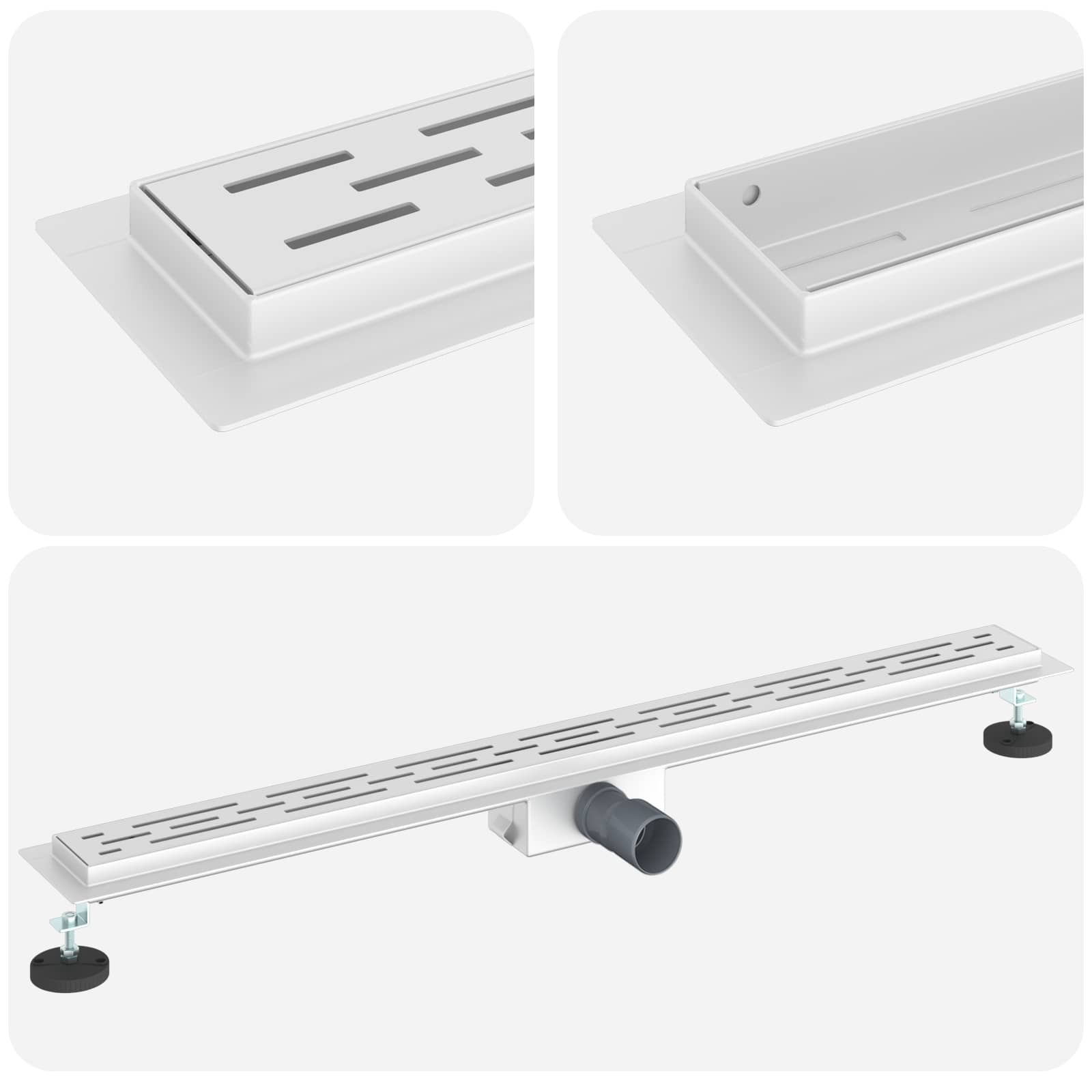 vidaXL Odwodnienie prysznicowe z designem linii Srebrny 100 cm