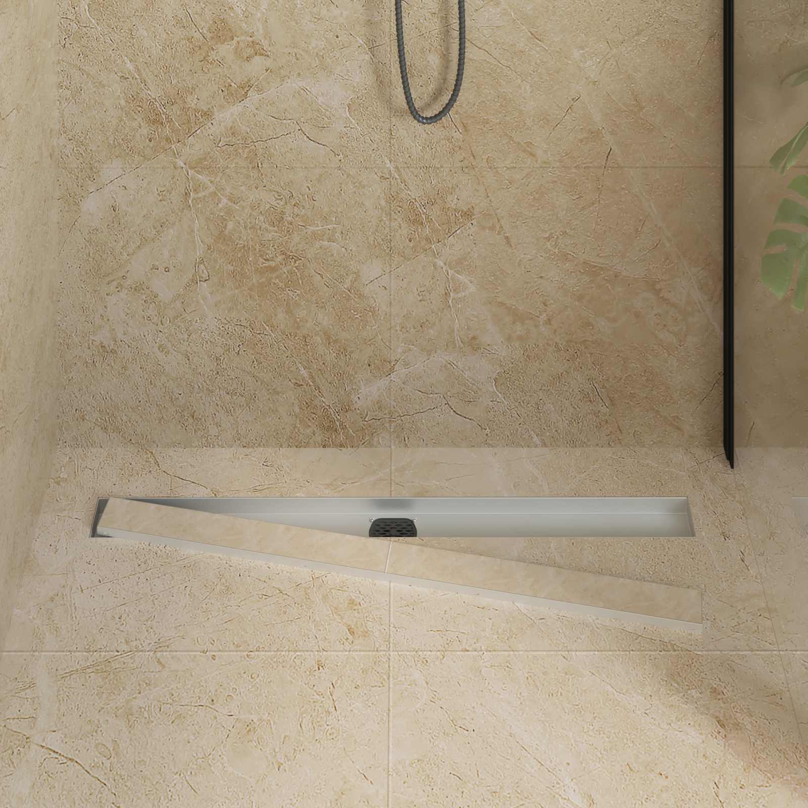 vidaXL Odpływ prysznicowy 2 w 1 z syfonem 360° Srebrny 90 cm