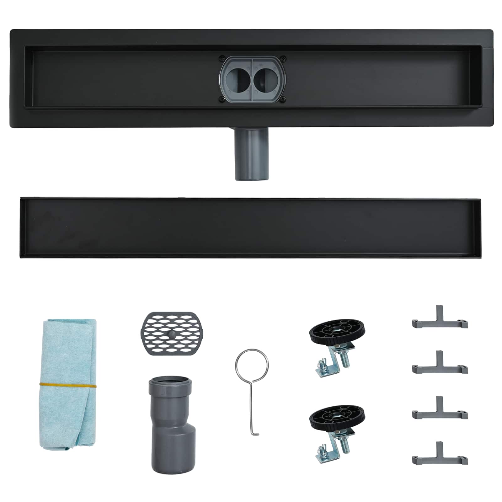 vidaXL Odpływ prysznicowy 2 w 1 z syfonem 360° Czarny 70 cm