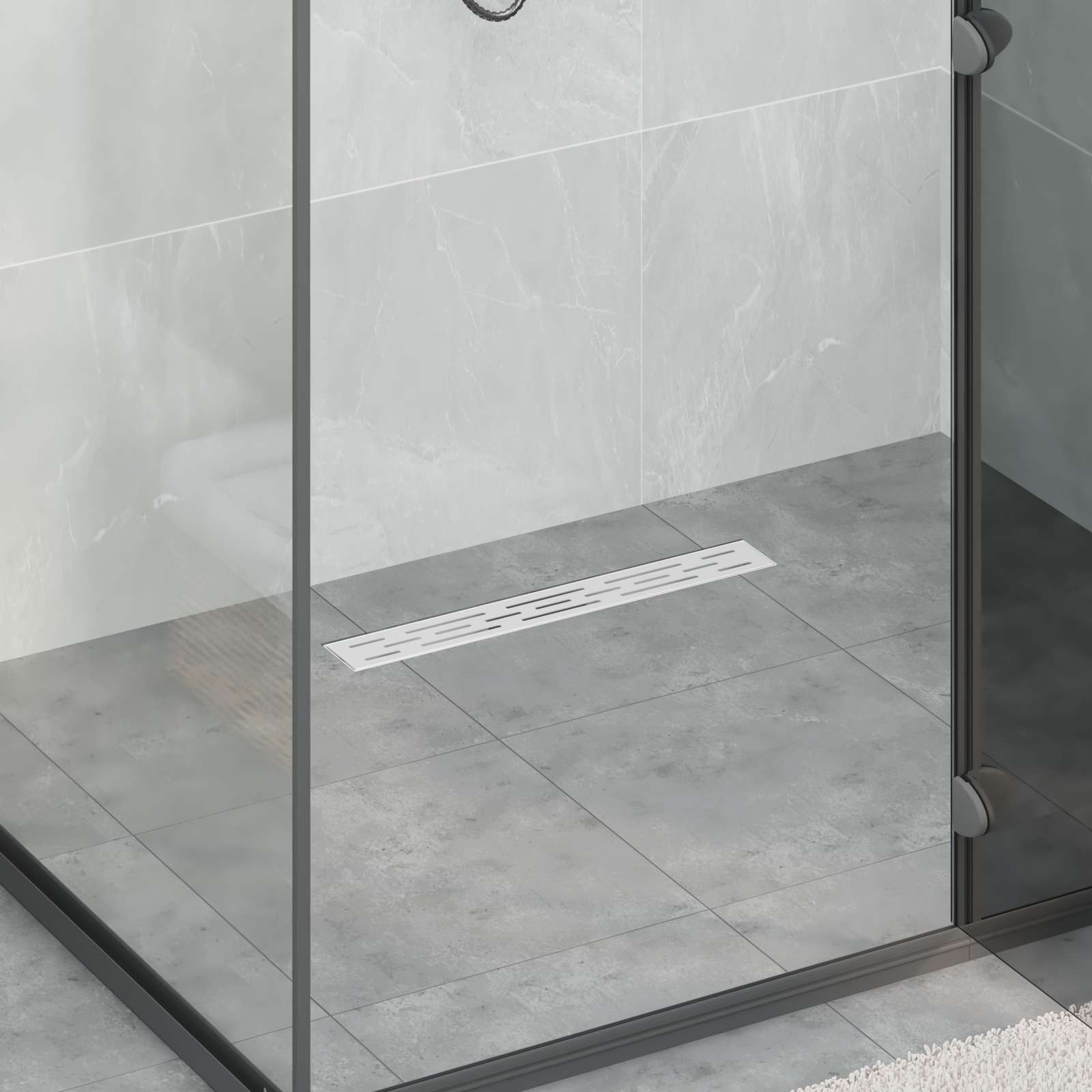 vidaXL Odwodnienie prysznicowe z designem linii Srebrny 50 cm