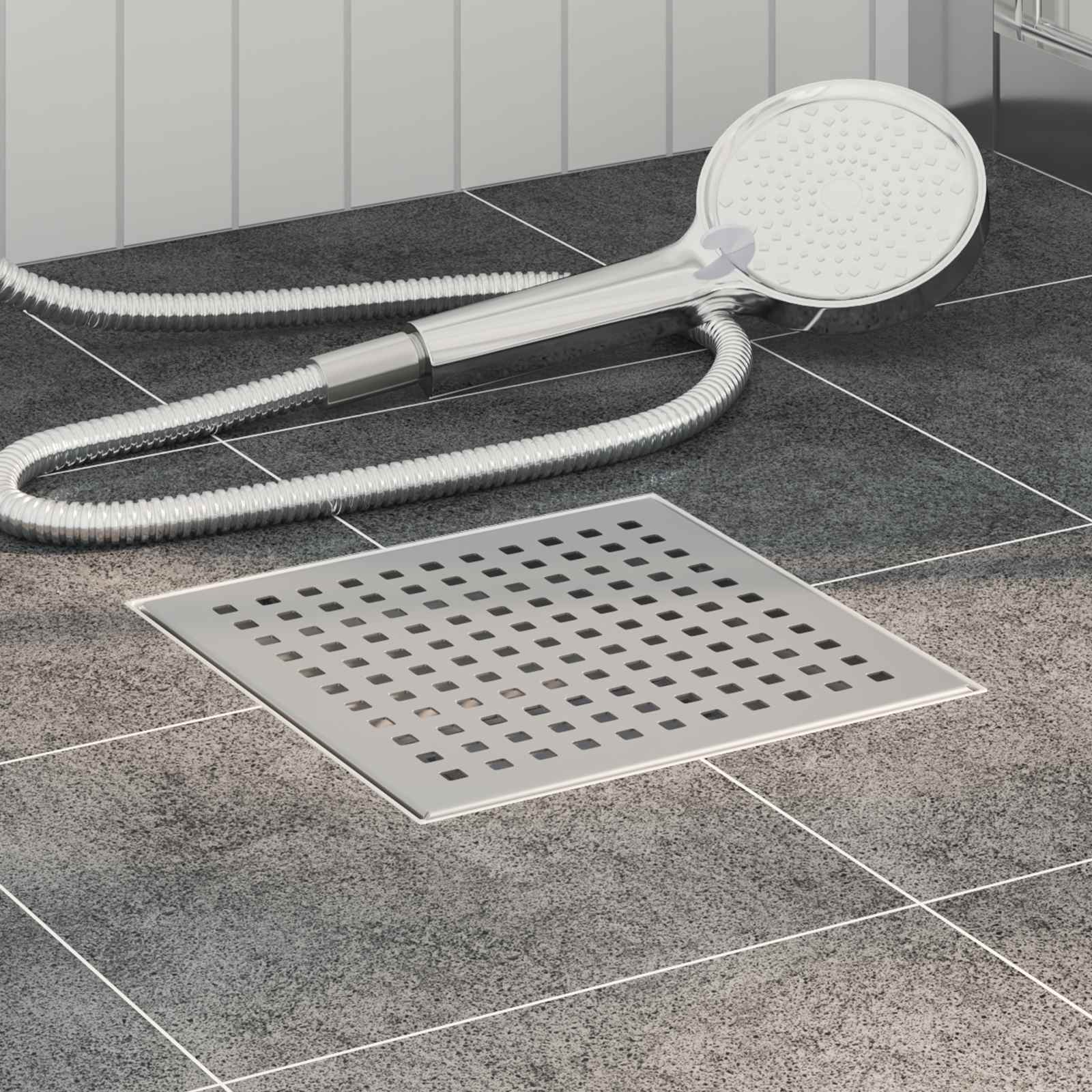 vidaXL Odpływ prysznicowy w kropki Srebrny 20 x 20 cm