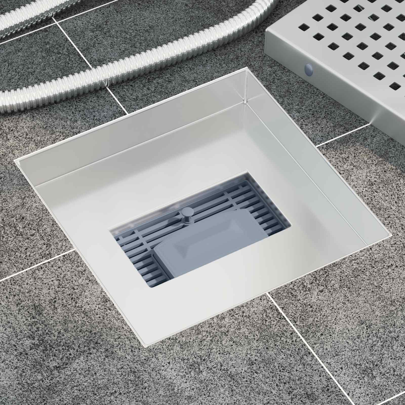 vidaXL Odpływ prysznicowy w kropki Srebrny 20 x 20 cm