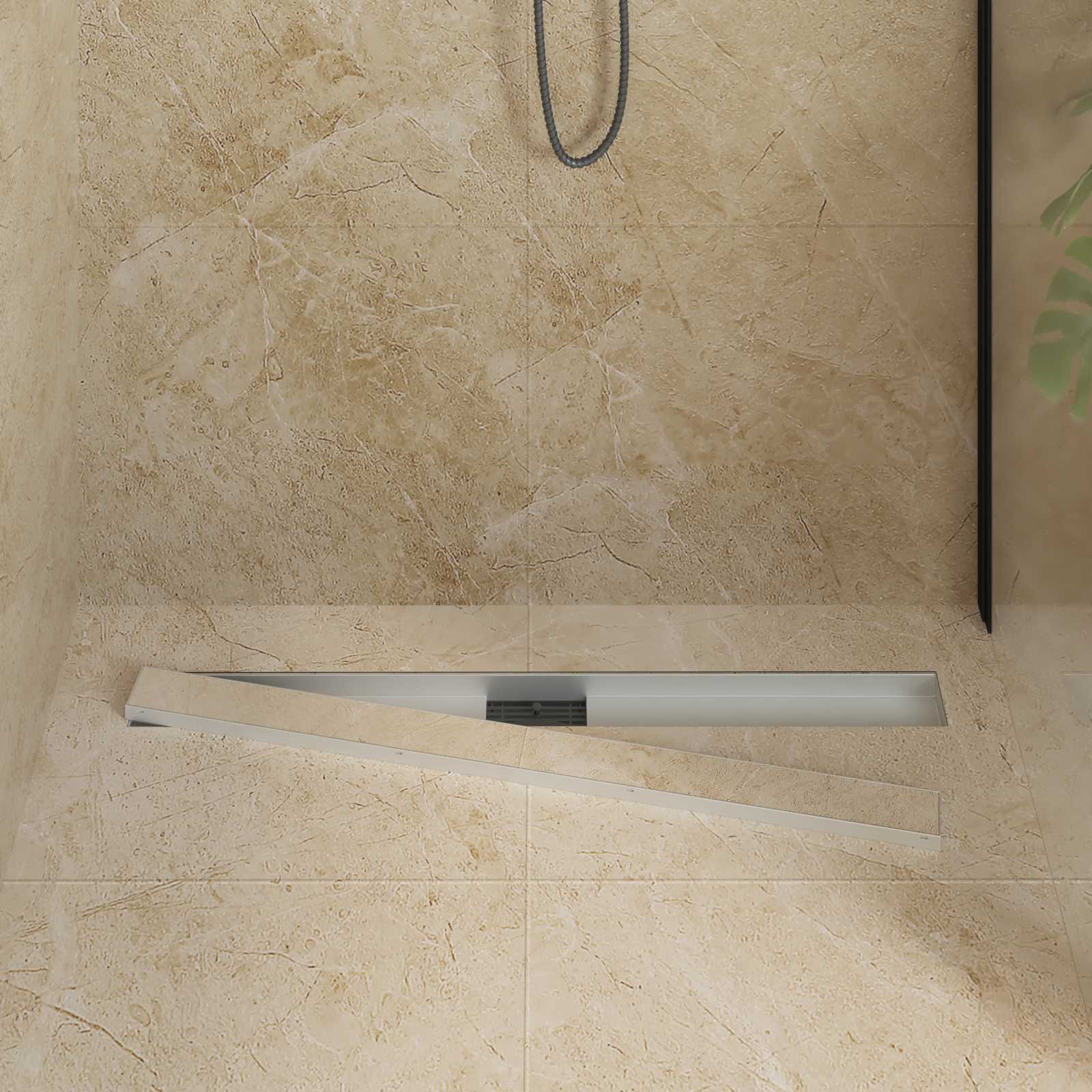 vidaXL 2 w 1 Odwodnienie prysznicowe Srebrny 90 cm Stal nierdzewna 304