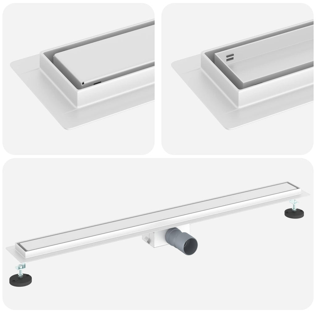 vidaXL 2 w 1 Odwodnienie prysznicowe Srebrny 90 cm Stal nierdzewna 304