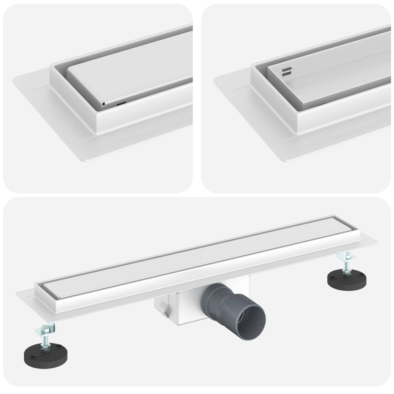 vidaXL 2 w 1 Odwodnienie prysznicowe Srebrny 60 cm Stal nierdzewna 304