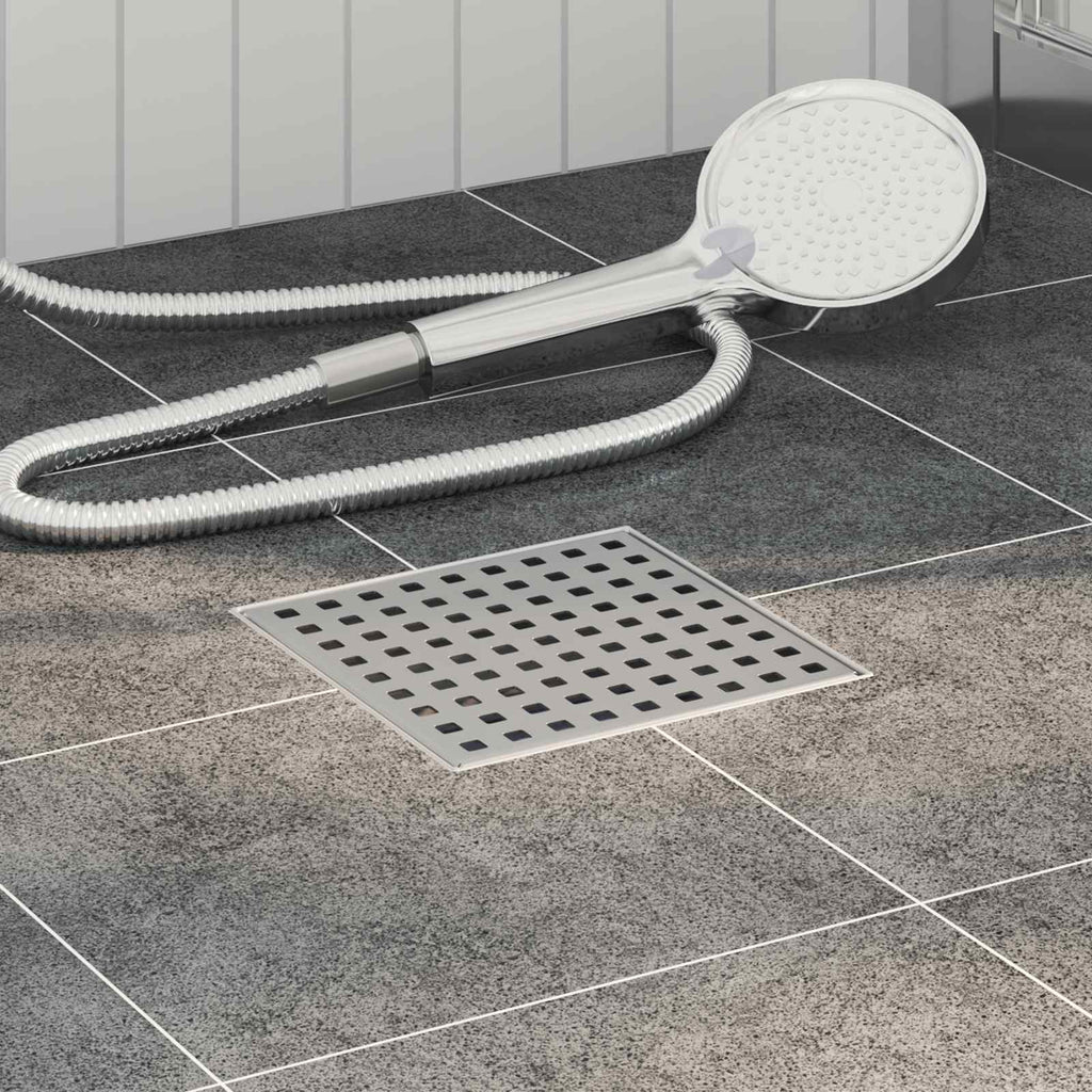 vidaXL Odpływ prysznicowy w kropki Srebrny 15 x 15 cm