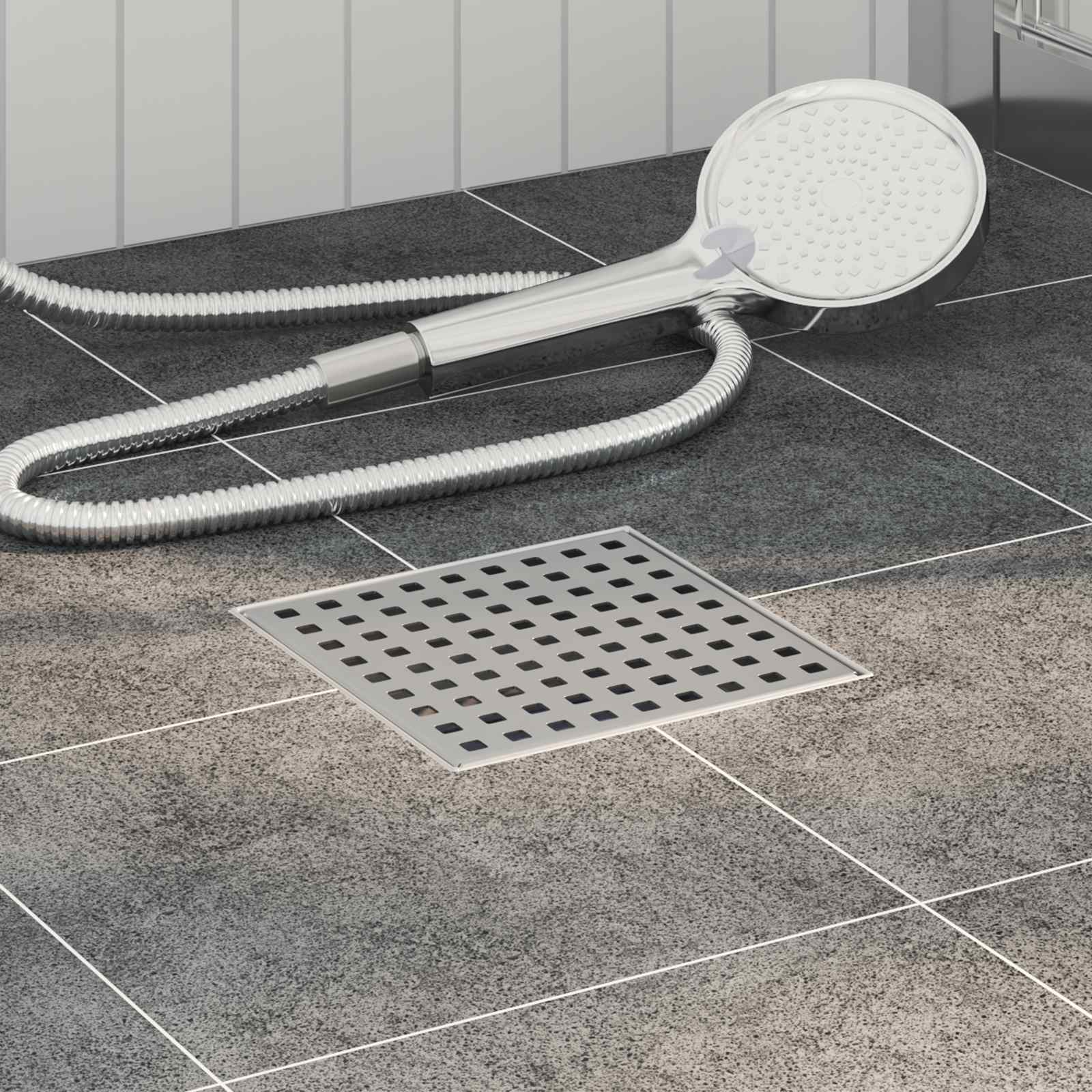 vidaXL Odpływ prysznicowy w kropki Srebrny 15 x 15 cm