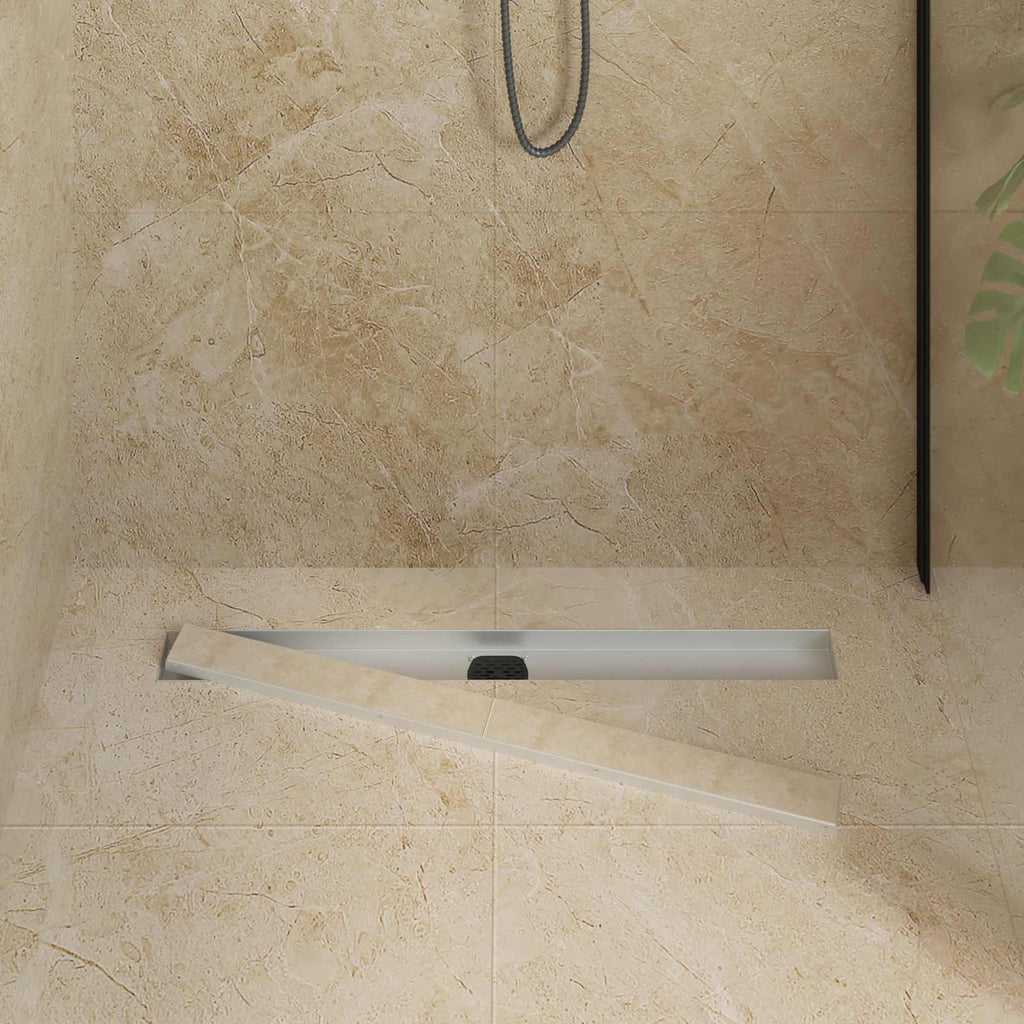 vidaXL Odpływ prysznicowy 2 w 1 z syfonem 360° Srebrny 80 cm