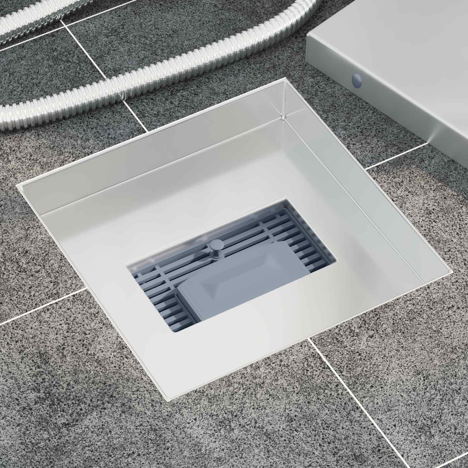 vidaXL 2 w 1 Odwodnienie prysznicowe Srebrny 20 x 20 cm