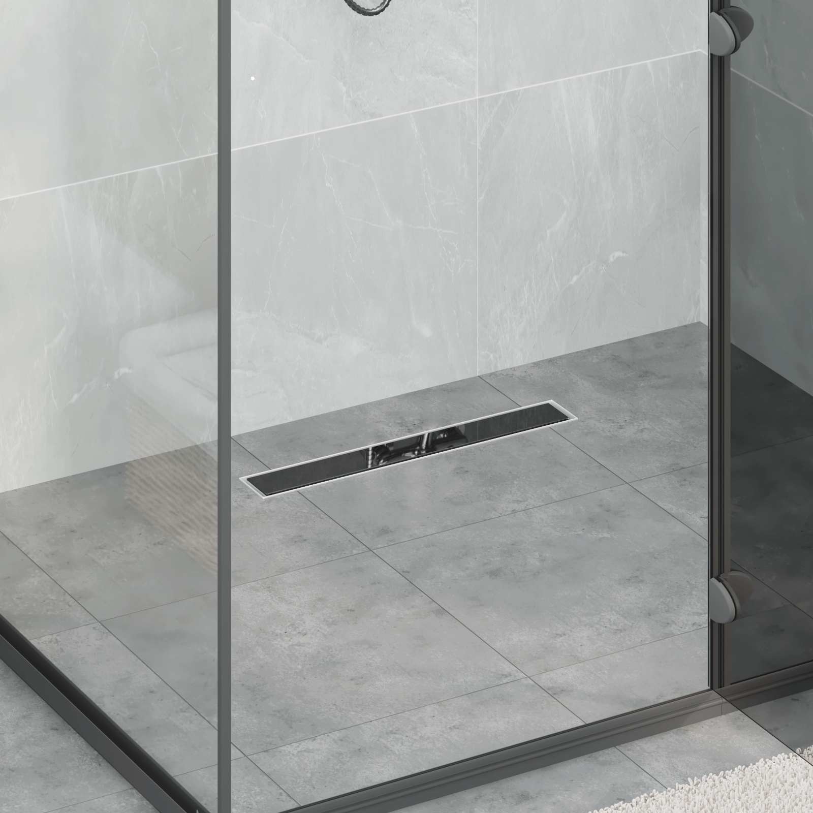 vidaXL Odpływ prysznicowy z szklaną pokrywą i syfonem 360° 50 cm