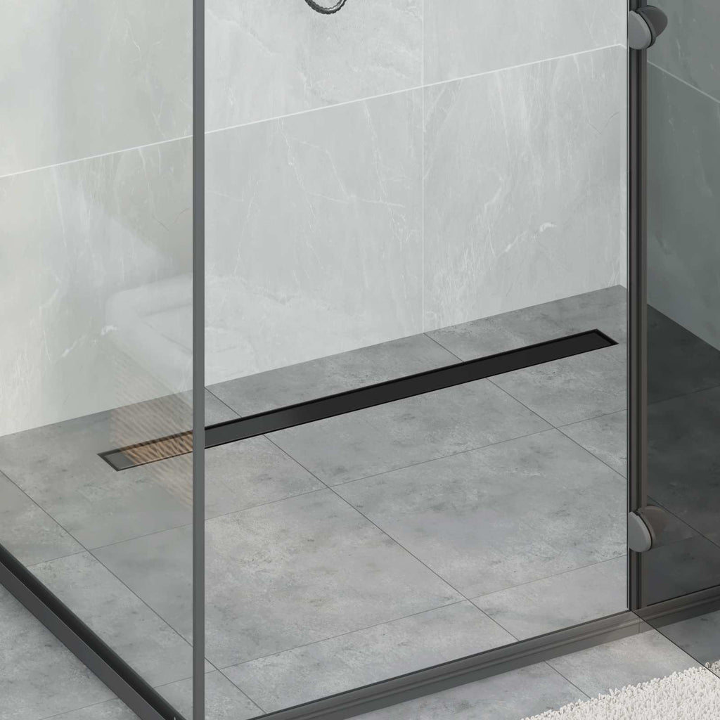 vidaXL 2 w 1 Odwodnienie prysznicowe Czarny 90 cm Stal nierdzewna 304