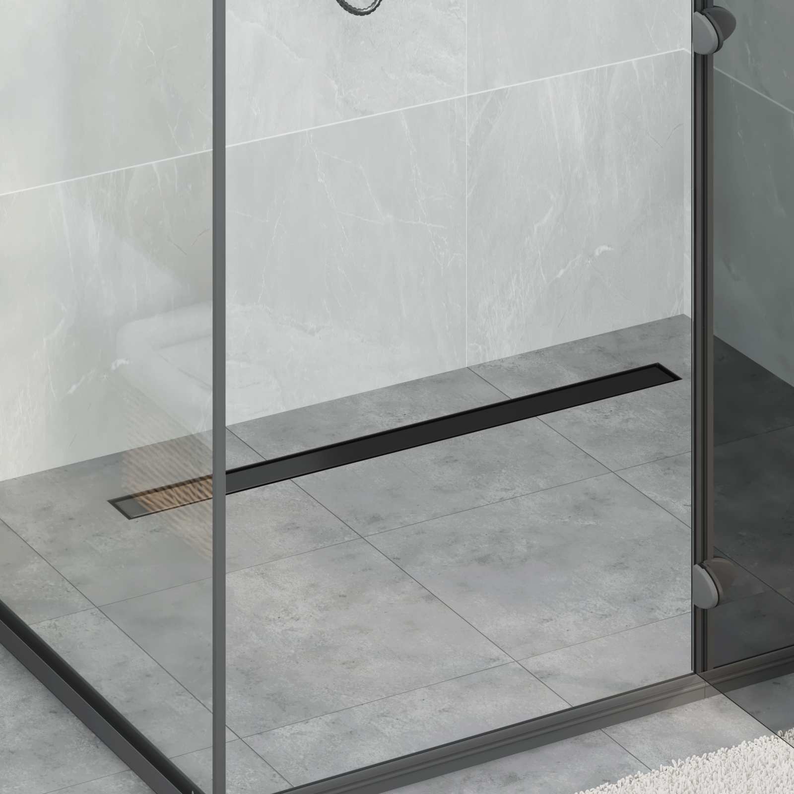 vidaXL 2 w 1 Odwodnienie prysznicowe Czarny 90 cm Stal nierdzewna 304