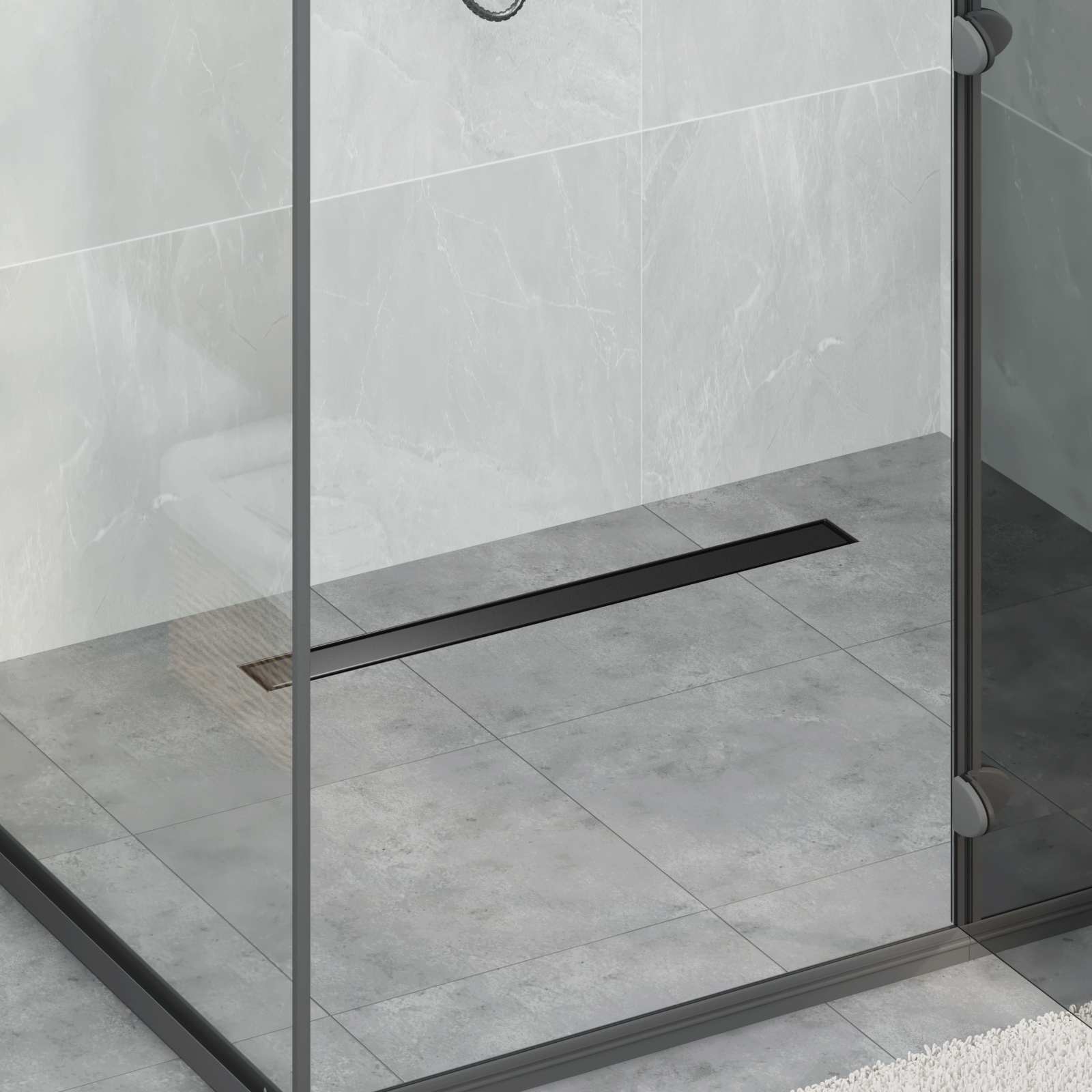 vidaXL 2 w 1 Odwodnienie prysznicowe Czarny 80 cm Stal nierdzewna 304
