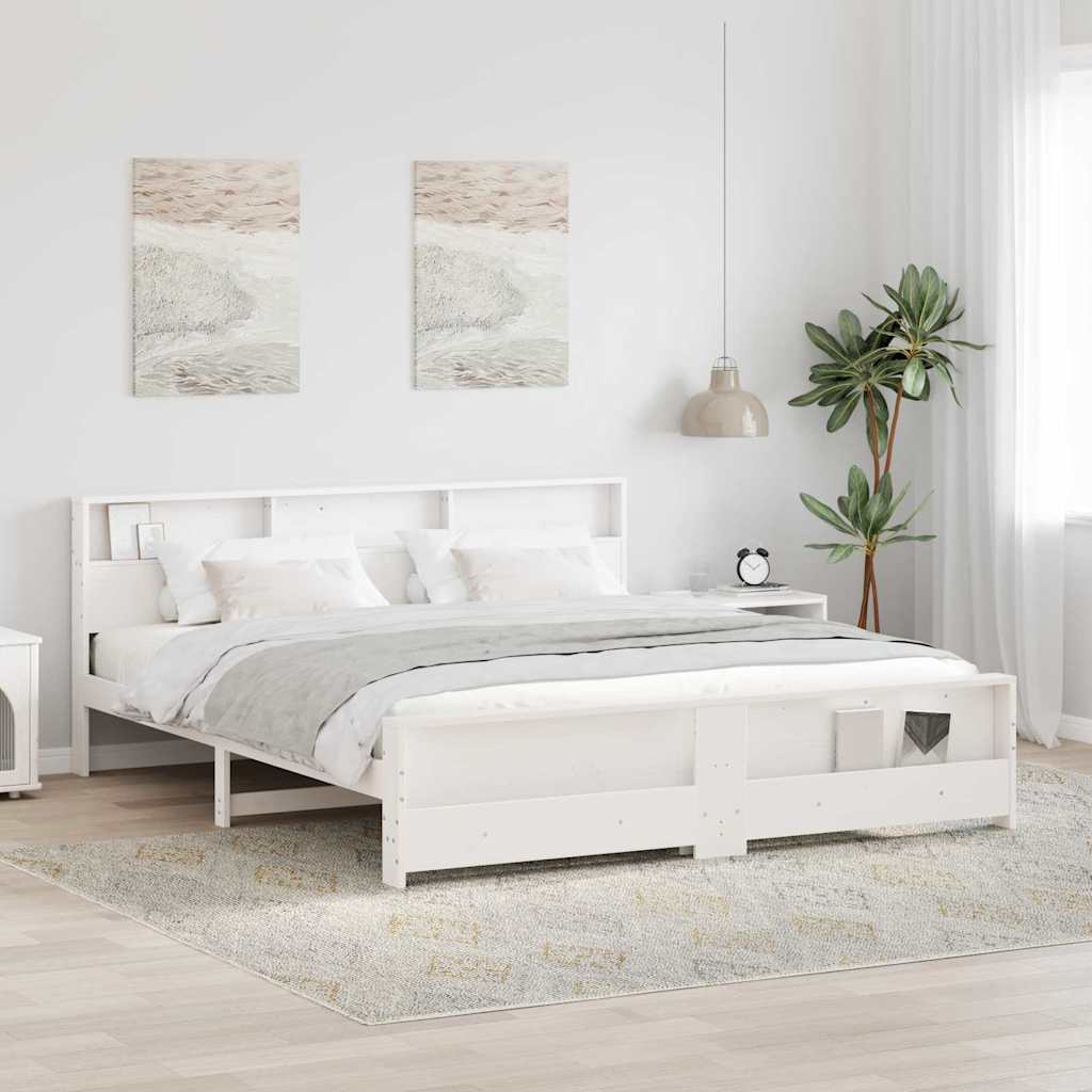vidaXL Ramka łóżka Biały 200 x 200 cm Materiał drewnopochodny