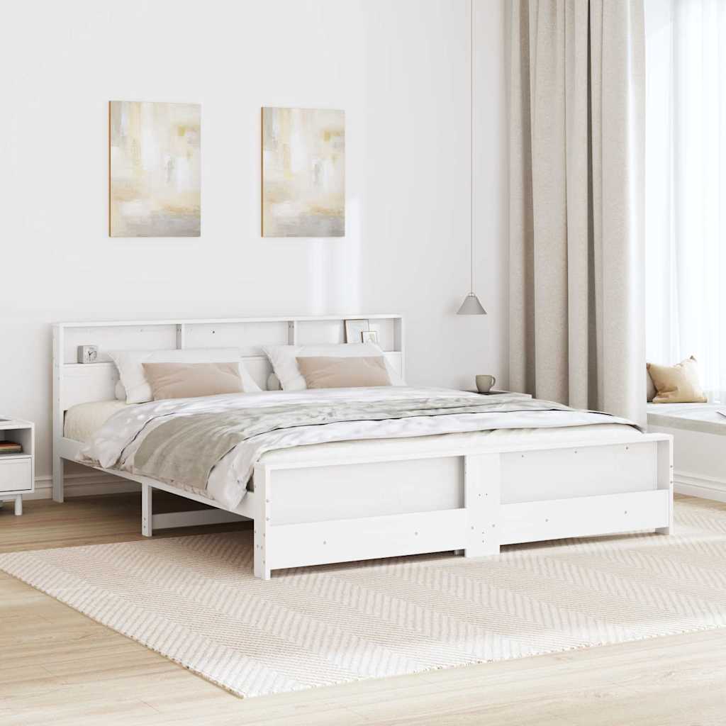 vidaXL Ramka łóżka Biały 200 x 200 cm Materiał drewnopochodny