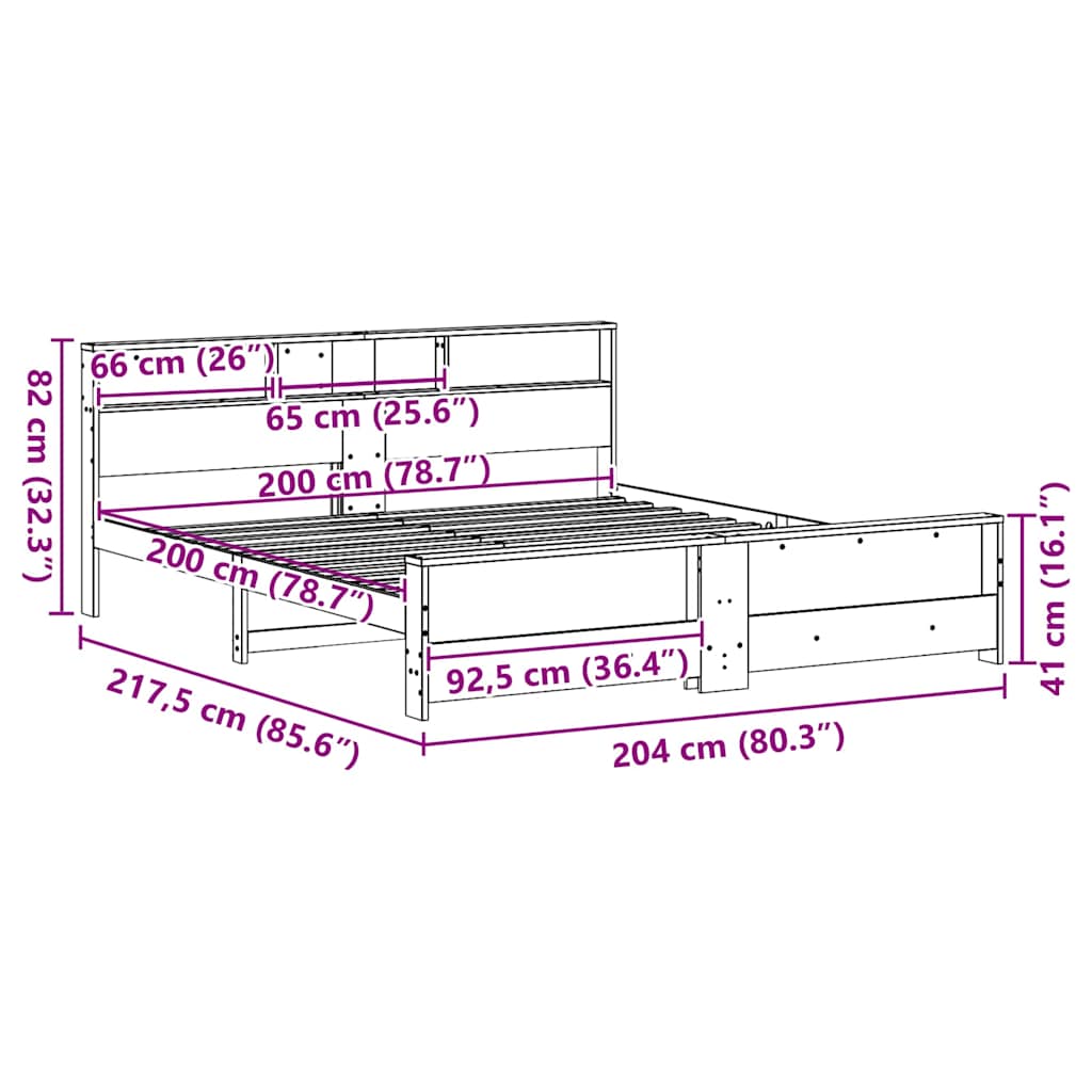 vidaXL Ramka łóżka Woskowy Brąz 200 x 200 cm Lite drewno sosnowe