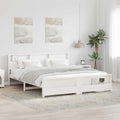vidaXL Ramka łóżka z półką Biały 180 x 200 cm Lite drewno sosnowe