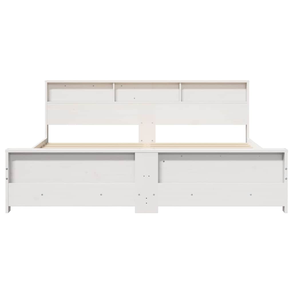 vidaXL Ramka łóżka z półką Biały 180 x 200 cm Lite drewno sosnowe