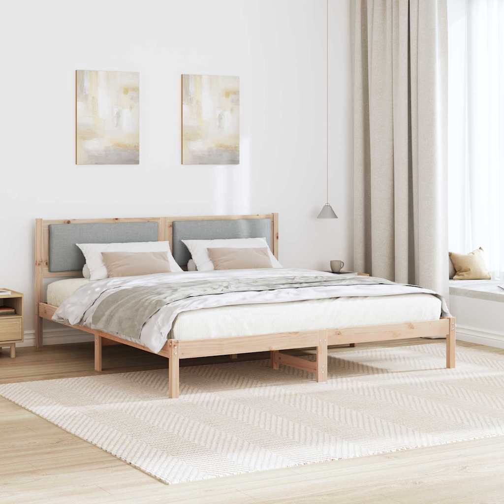 vidaXL Ramka łóżka Jasnoszary 200 x 200 cm Lite drewno sosnowe