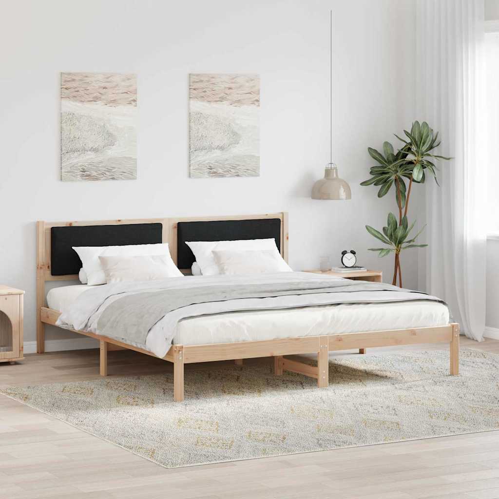 vidaXL Ramka łóżka Czarny 200 x 200 cm Lite drewno sosnowe