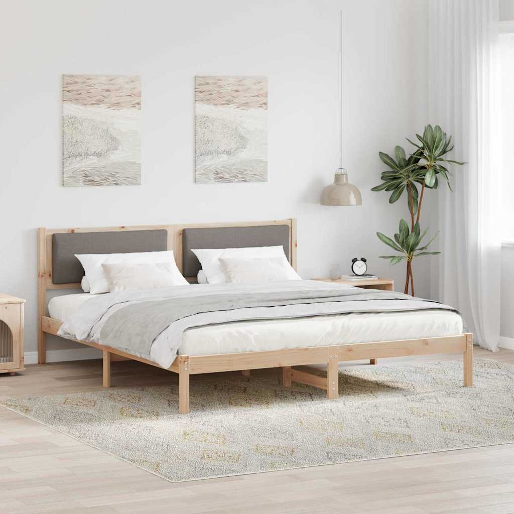 vidaXL Ramka łóżka Ciemnoszary 200 x 200 cm Lite drewno sosnowe